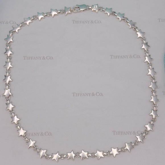 Tiffany & Co. Star Link Chain Necklace Sterling Silver 925 W/ Pouch, Bag & Box - Picture 3 of 11